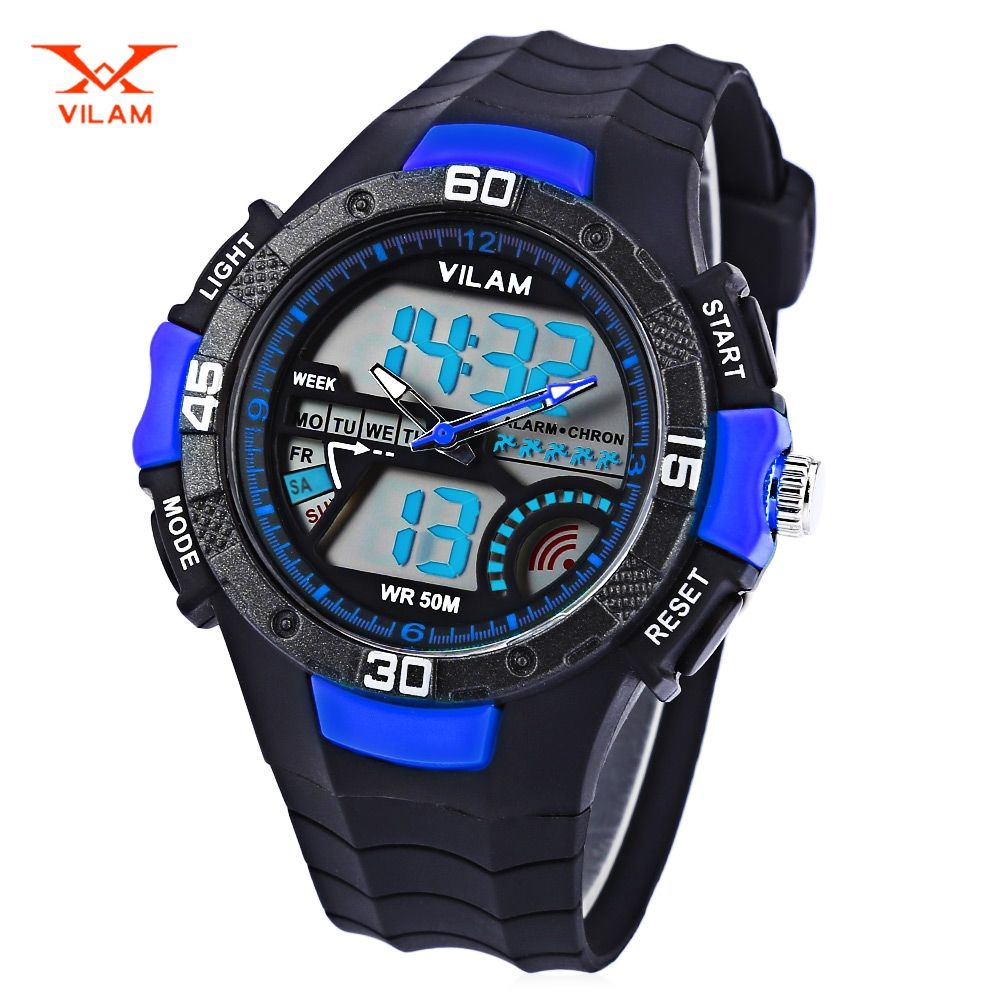 VILAM 09009 - 02 DUAL MOVT DIGITAL QUARTZ SPORTS WATCH CALENDAR ALARM CHRONOGRAPH DISPLAY 