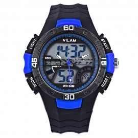 VILAM 09009 - 02 DUAL MOVT DIGITAL QUARTZ SPORTS WATCH CALENDAR ALARM CHRONOGRAPH DISPLAY 