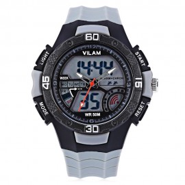 VILAM 09009 - 02 DUAL MOVT DIGITAL QUARTZ SPORTS WATCH CALENDAR ALARM CHRONOGRAPH DISPLAY 