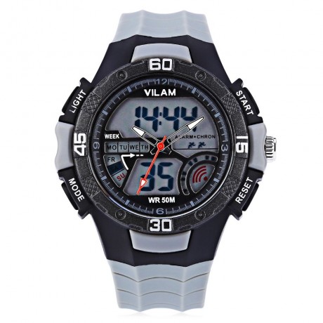 VILAM 09009 - 02 DUAL MOVT DIGITAL QUARTZ SPORTS WATCH CALENDAR ALARM CHRONOGRAPH DISPLAY 