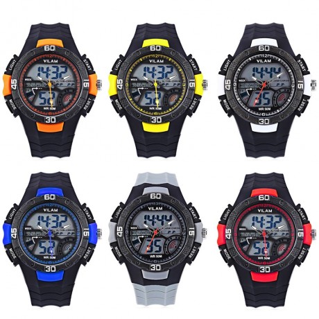 VILAM 09009 - 02 DUAL MOVT DIGITAL QUARTZ SPORTS WATCH CALENDAR ALARM CHRONOGRAPH DISPLAY 