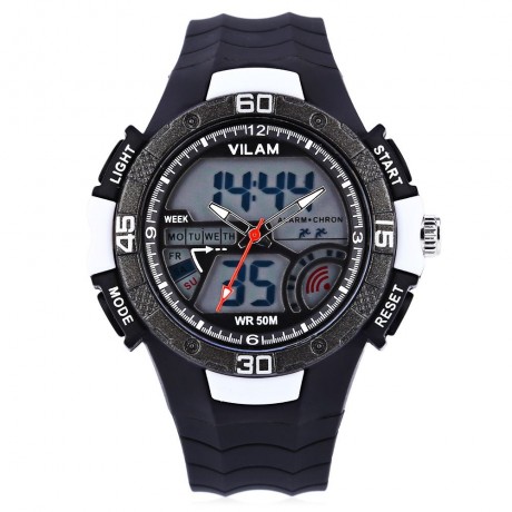 VILAM 09009 - 02 DUAL MOVT DIGITAL QUARTZ SPORTS WATCH CALENDAR ALARM CHRONOGRAPH DISPLAY 