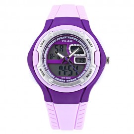 VILAM 14013S DUAL MOVT DIGITAL QUARTZ SPORTS WATCH CHRONOGRAPH DISPLAY (PURPLE)