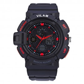 VILAM 12302 DUAL MOVT DIGITAL QUARTZ SPORTS WATCH CHRONOGRAPH DISPLAY (RED)
