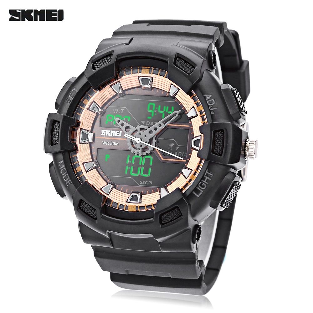 SKMEI 1189 DUAL MOVT DIGITAL QUARTZ SPORTS WATCH CALENDAR ALARM CHRONOGRAPH DISPLAY WRISTW