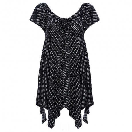 WOMEN'S SHORT SLEEVE PLEATED LACE-UP T-SHIRT (WHITE AND BLACK, SIZE S/M/L/XL)