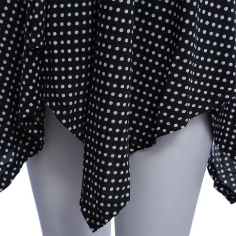 WOMEN'S SHORT SLEEVE PLEATED LACE-UP T-SHIRT (WHITE AND BLACK, SIZE S/M/L/XL)