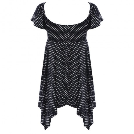 WOMEN'S SHORT SLEEVE PLEATED LACE-UP T-SHIRT (WHITE AND BLACK, SIZE S/M/L/XL)