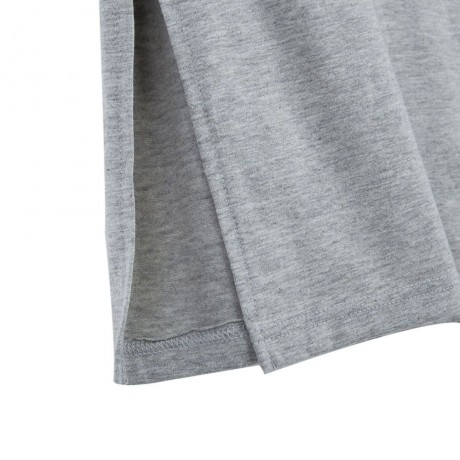 WOMEN'S CASUAL SHORT SLEEVE SIDE SLIT LOOSE SOLID COLOR T-SHIRT (GRAY, SIZE S/M/L/XL/2XL)