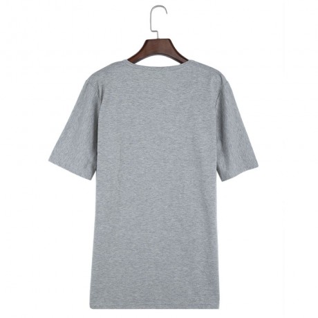 WOMEN'S CASUAL SHORT SLEEVE SIDE SLIT LOOSE SOLID COLOR T-SHIRT (GRAY, SIZE S/M/L/XL/2XL)