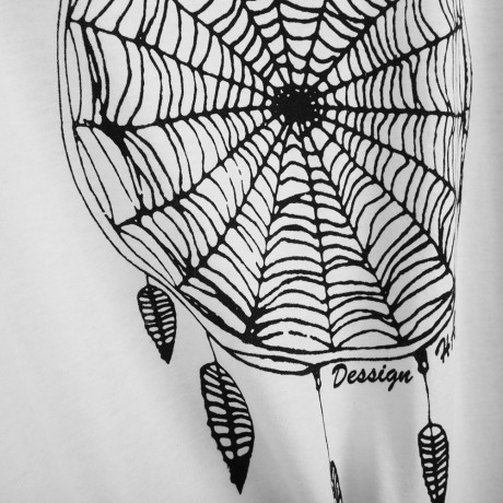 CASUAL SHORT SLEEVE LACE PATCHWORK HOLLOW OUT SPIDER WEB PRINT LOOSE T-SHIRT (WHITE, SIZE 