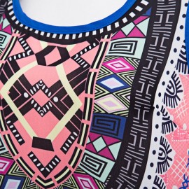 RETRO STYLE SLEEVELESS TRIBAL PRINT TOP (LIGHT PINK, SIZE M/L/XL)