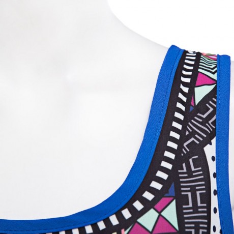 RETRO STYLE SLEEVELESS TRIBAL PRINT TOP (LIGHT PINK, SIZE M/L/XL)