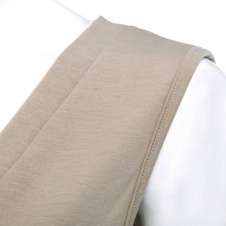 WOMEN'S PLUNGING NECK POCKET DESIGN TANK TOP (KHAKI, SIZE S/M/L/XL)