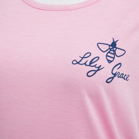 WOMEN'S SLEEVELESS BEE BOWKNOT LETTER PRINT TOP (LIGHT PINK, SIZE S/M/L/XL)
