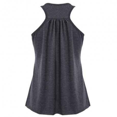 CASUAL SLEEVELESS PATCHWORK LETTER PRINT PLEATED VEST (GRAY, SIZE S/M/L/XL)
