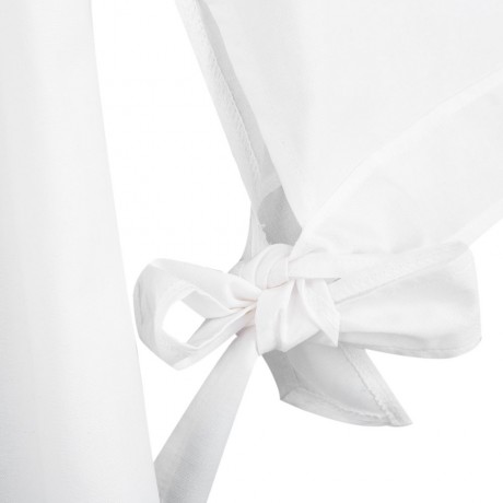 WOMEN'S LONG PUFF SLEEVE BOWKNOT LACE-UP SIDE SLIT IRREGULAR SHIRT (WHITE, SIZE S/M/L/XL)