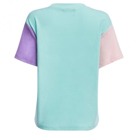 SWEET ROUND COLLAR SHORT SLEEVE CANDY COLOR BLOCK FRONT POCKET LOOSE-FITTING T-SHIRT (LIGH