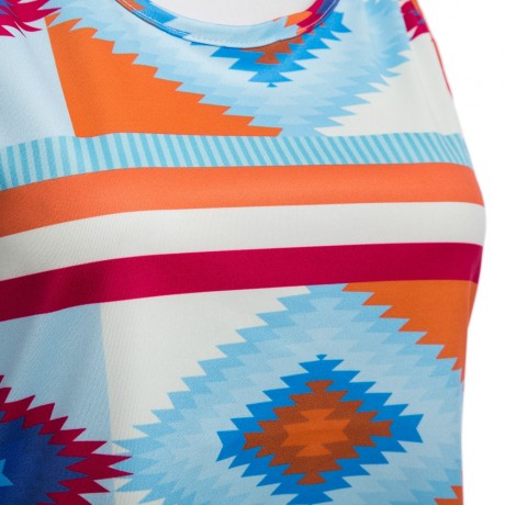 WOMEN'S SLEEVELESS PRINT COLOR BLOCK LOOSE VEST (COLORMIX, SIZE S/M/L/XL)