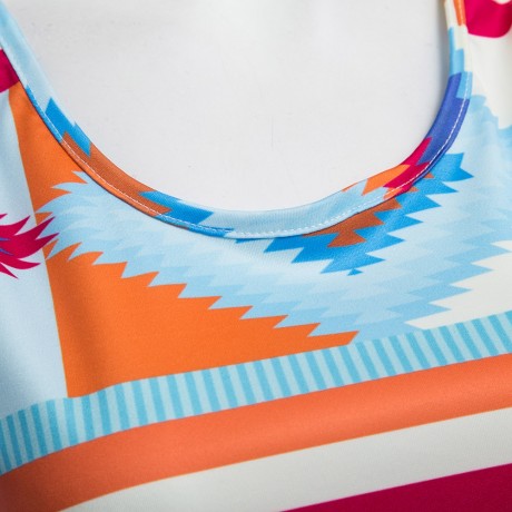 WOMEN'S SLEEVELESS PRINT COLOR BLOCK LOOSE VEST (COLORMIX, SIZE S/M/L/XL)