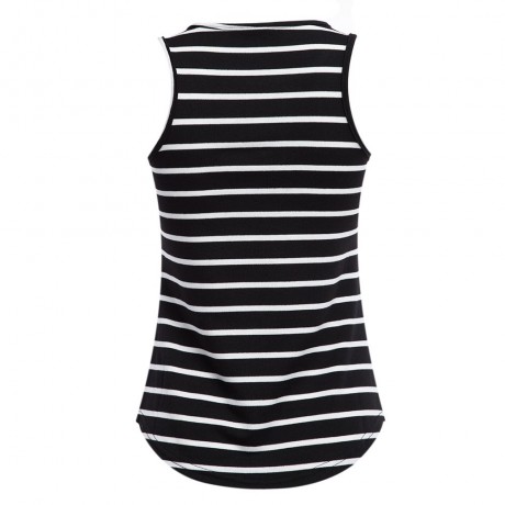 WOMEN'S SLEEVELESS STRIPED IRREGULAR TANK TOP (WHITE AND BLACK, SIZE S/M/L/XL)