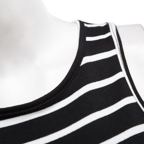 WOMEN'S SLEEVELESS STRIPED IRREGULAR TANK TOP (WHITE AND BLACK, SIZE S/M/L/XL)