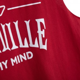 CASUAL SLEEVELESS LETTER PRINT TANK TOP
