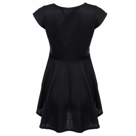 WOMEN'S STYLISH SHORT SLEEVE ASYMMETRIC FLOUNCE T-SHIRT (BLACK, SIZE S/M/L/XL)