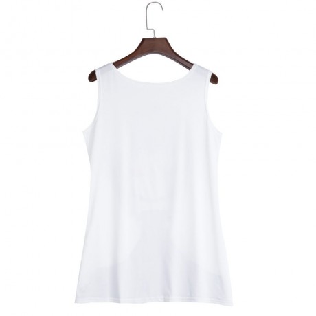 CASUAL ROUND COLLAR SLEEVELESS PRINT LOOSE TANK TOP (DEEP RED, SIZE S/M/L)