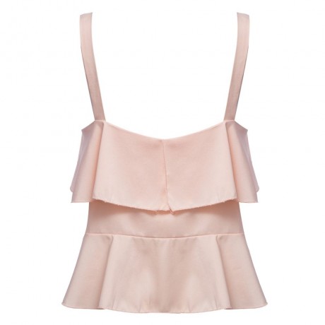 WOMEN'S CASUAL SPAGHETTI STRAP RUFFLE TANK TOP (PINK, SIZE S/M/L)