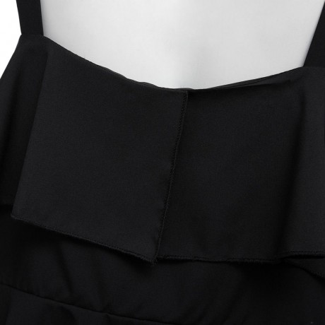 WOMEN'S CASUAL SPAGHETTI STRAP RUFFLE TANK TOP (BLACK, SIZE S/M/L)