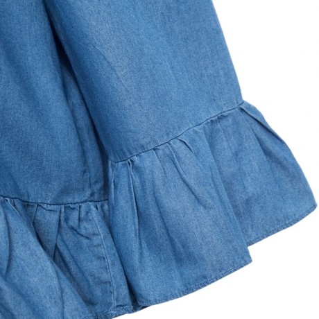 OFF THE SHOULDER SHORT SLEEVE FLOUNCED BLOUSE  (DENIM BLUE, SIZE S/M/L)