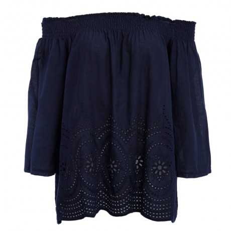 CASUAL OFF THE SHOULDER HOLLOW OUT LOOSE T-SHIRT (PURPLISH BLUE, SIZE S/M/L/XL)