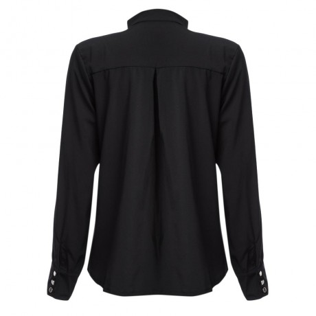 OL STYLE LONG SLEEVE FLOUNCED CHIFFON BLOUSE (BLACK, SIZE S/M/L/XL/2XL)