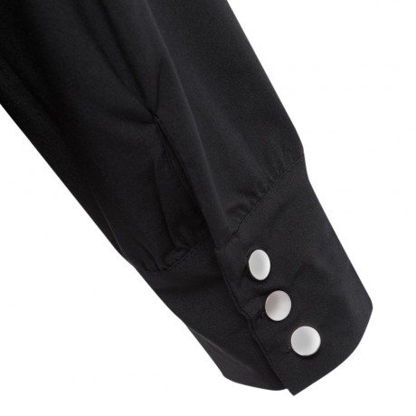 OL STYLE LONG SLEEVE FLOUNCED CHIFFON BLOUSE (BLACK, SIZE S/M/L/XL/2XL)