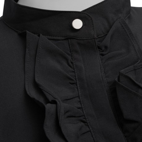 OL STYLE LONG SLEEVE FLOUNCED CHIFFON BLOUSE (BLACK, SIZE S/M/L/XL/2XL)