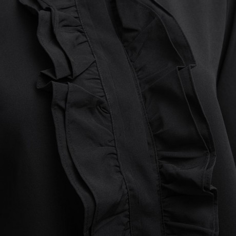 OL STYLE LONG SLEEVE FLOUNCED CHIFFON BLOUSE (BLACK, SIZE S/M/L/XL/2XL)