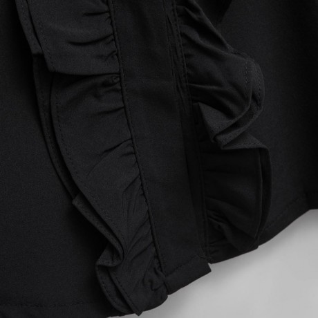 OL STYLE LONG SLEEVE FLOUNCED CHIFFON BLOUSE (BLACK, SIZE S/M/L/XL/2XL)