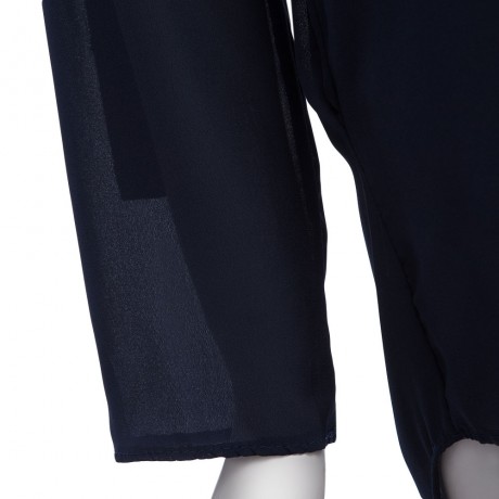 V-NECK ADJUSTABLE SLEEVE BLOUSE (CADETBLUE, SIZE S/M/L)