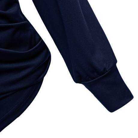 DEEP V COLLAR CROSS LONG SLEEVE BLEND PULLOVER T-SHIRT (DEEP BLUE, SIZE S/M/L/XL)