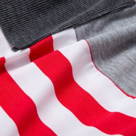 WOMEN'S CASUAL STRIPED FRONT POCKET T-SHIRT (GRAY, SIZE S/M/L/XL)