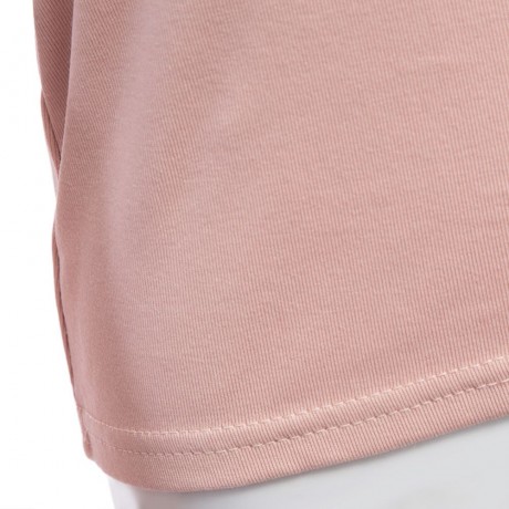 WOMEN'S OFF THE SHOULDER CHEST KNOT SLIM T-SHIRT (NUDE PINK, SIZE M/L)