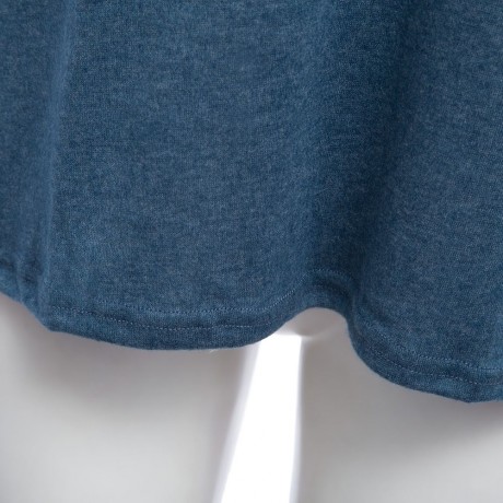 CASUAL COWL NECK BACK SLIT KNIT T-SHIRT (BLUE GRAY, SIZE S/M/L/XL)