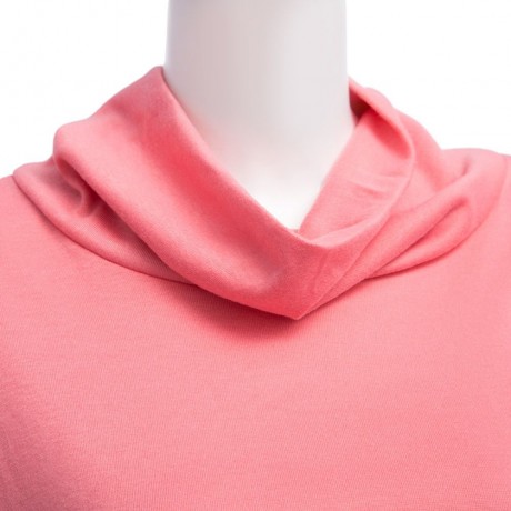 WOMEN'S COWL NECK BACK SLIT KNIT T-SHIRT (LIGHT PINK, SIZE S/M/L/XL)