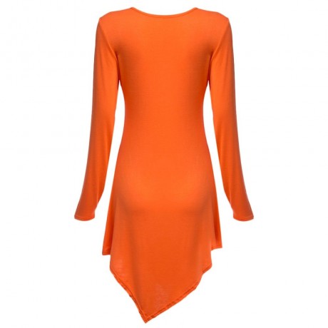 TRENDY SWEETHEART COLLAR IRREGULAR T-SHIRT (ORANGE, SIZE S/M/L/XL)