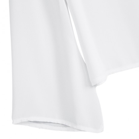 V-NECK FLARE SLEEVE SLIM CHIFFON T-SHIRT (WHITE, SIZE S/M/L/XL)