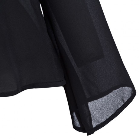 V-NECK FLARE SLEEVE SLIM CHIFFON T-SHIRT (BLACK, SIZE S/M/L/XL)