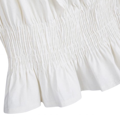 OFF THE SHOULDER LANTERN SLEEVE LACEWORK RUFFLE SHIRT (WHITE, SIZE S/M/L/XL)