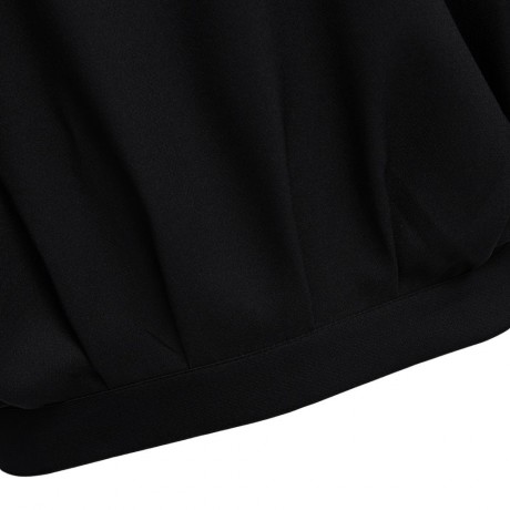 WOMEN'S BAT SLEEVE LOOSE SLIT BACK KNOTTED BLOUSE (BLACK, SIZE S/M/L)