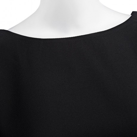 WOMEN'S BAT SLEEVE LOOSE SLIT BACK KNOTTED BLOUSE (BLACK, SIZE S/M/L)